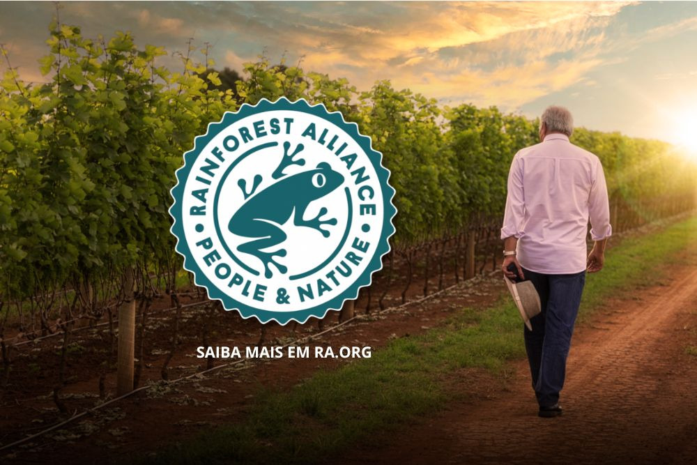 Somos o primeiro vinhedo do Brasil para uvas de produção de vinho certificado Rainforest Alliance